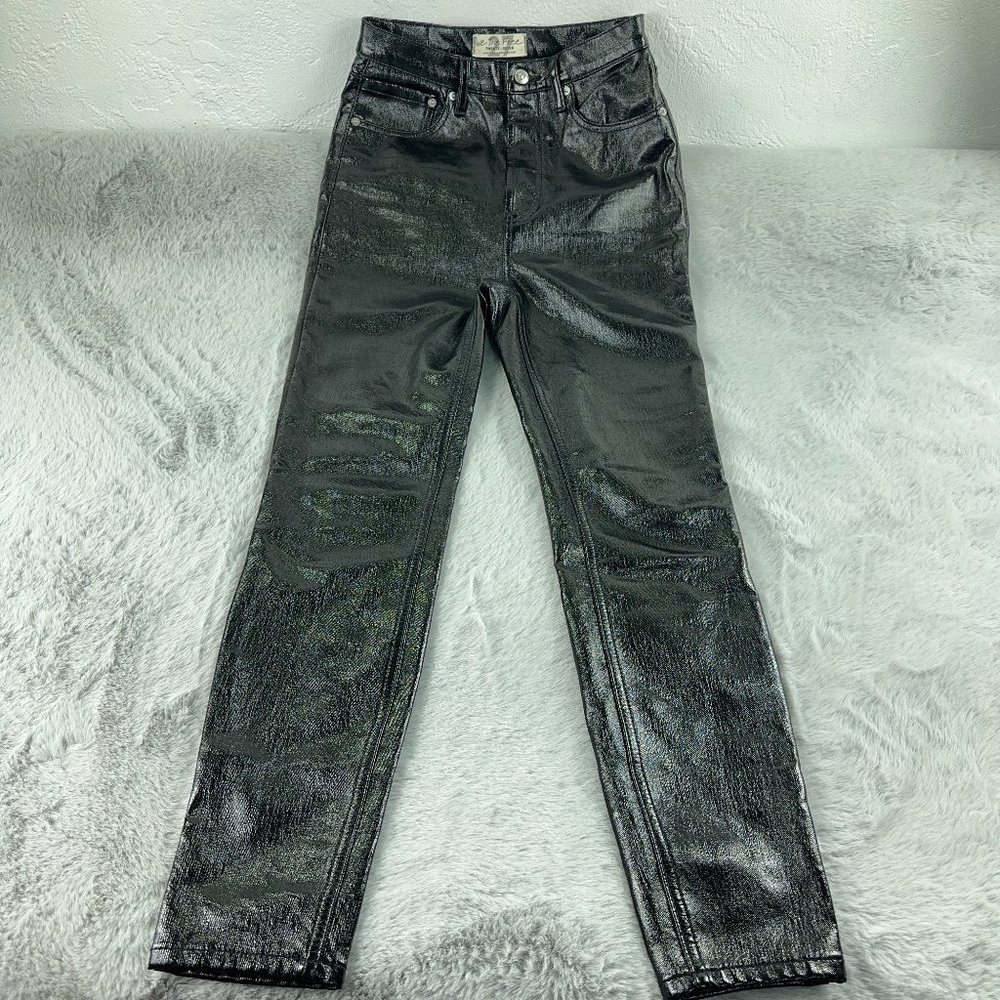 Free People Jeans Womens 27 Black Shiny Phoenix Coated Liquid Skinny Pants